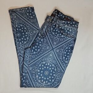 Earl Skinny Jeans Skinny Ankle Bandana Paisley Blue White